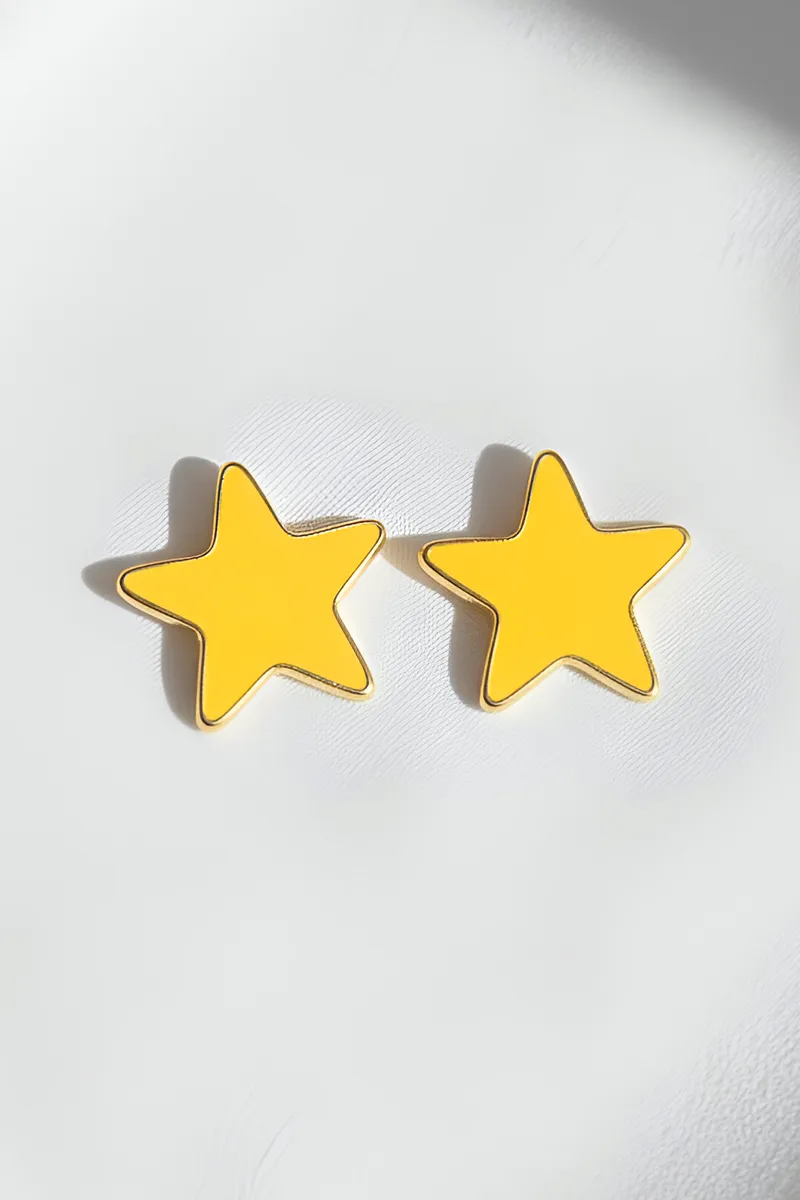 Star Shape Stud Earrings for Girls JWE0000020YEL