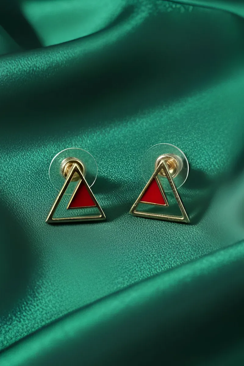 Triangle Shape Stud Earrings for Girls JWE0000022RED
