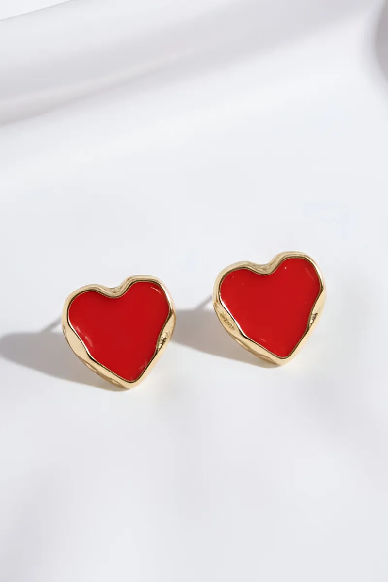 Heart Shape Stud Earrings for Girls JWE0000023RED