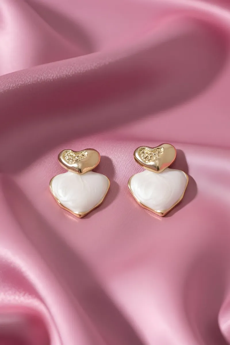 Heart Shape Stud Earrings for Girls JWE0000030WHI