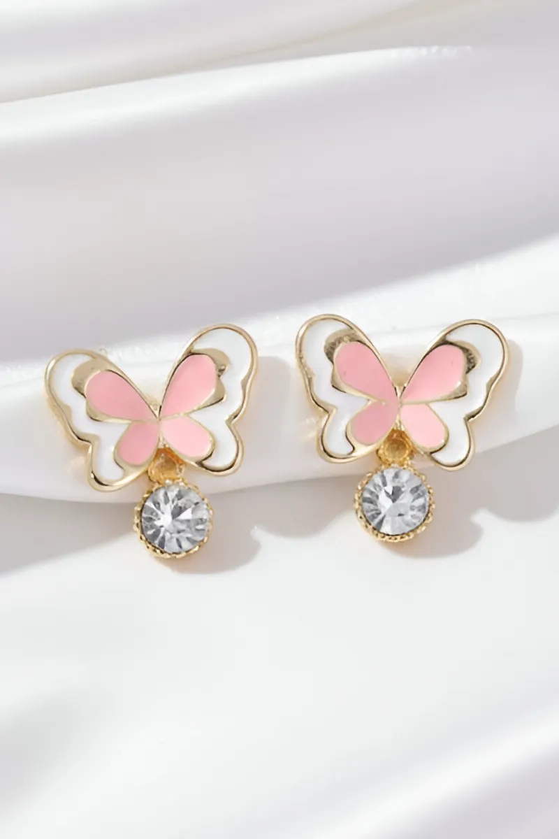 Butterfly Shape Stud Earrings Girls JWE0000032PIN