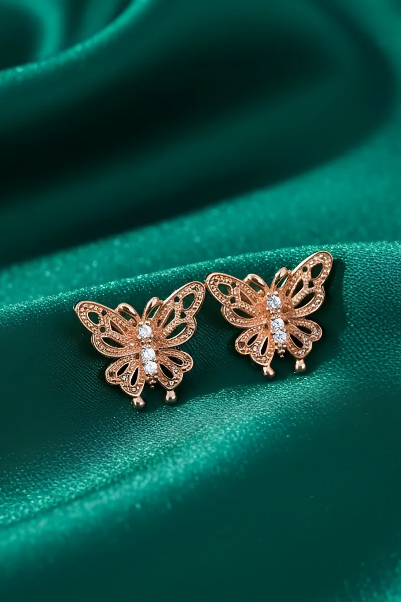 Butterfly Shape Stud Earrings JWE0000040GOL