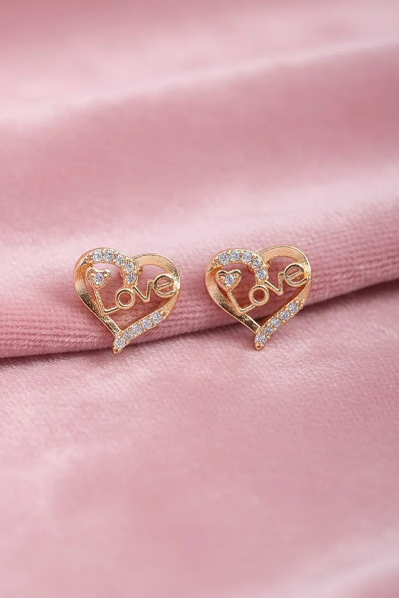 Heart Shape Stud Earrings for Women & Girls JWE0000046GOL