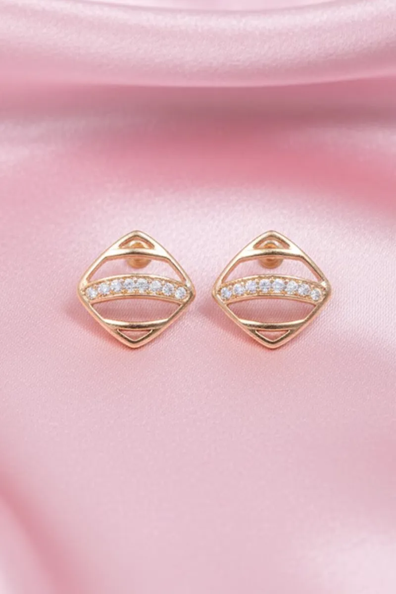 Gold Diamond Stud Earrings for Women & Girls