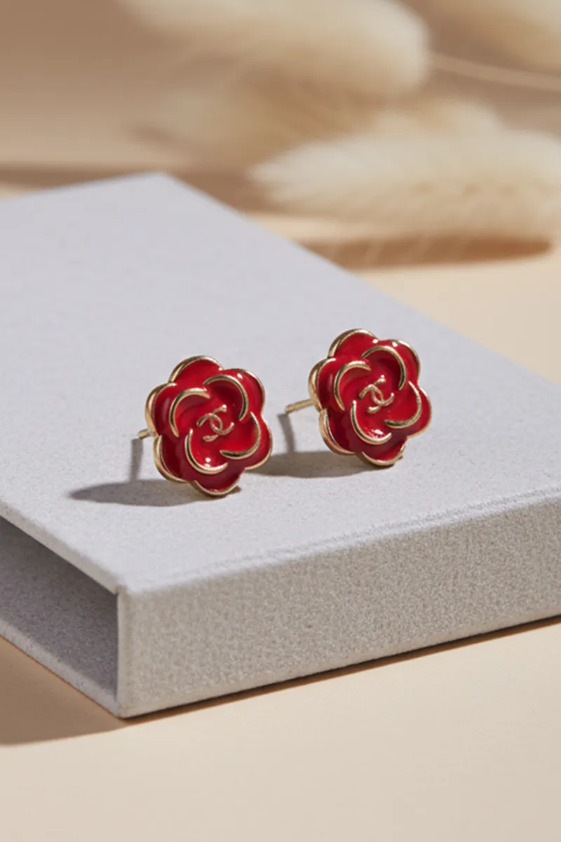 Rose Shape Stud Earrings for Girls JWE000006PIN