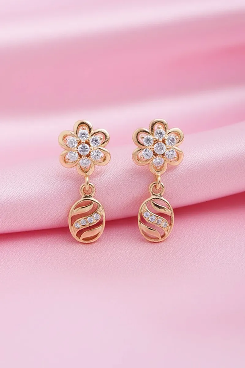 Flower Stud Oval Drop Earrings for Women & Girls JWE0000072GOL