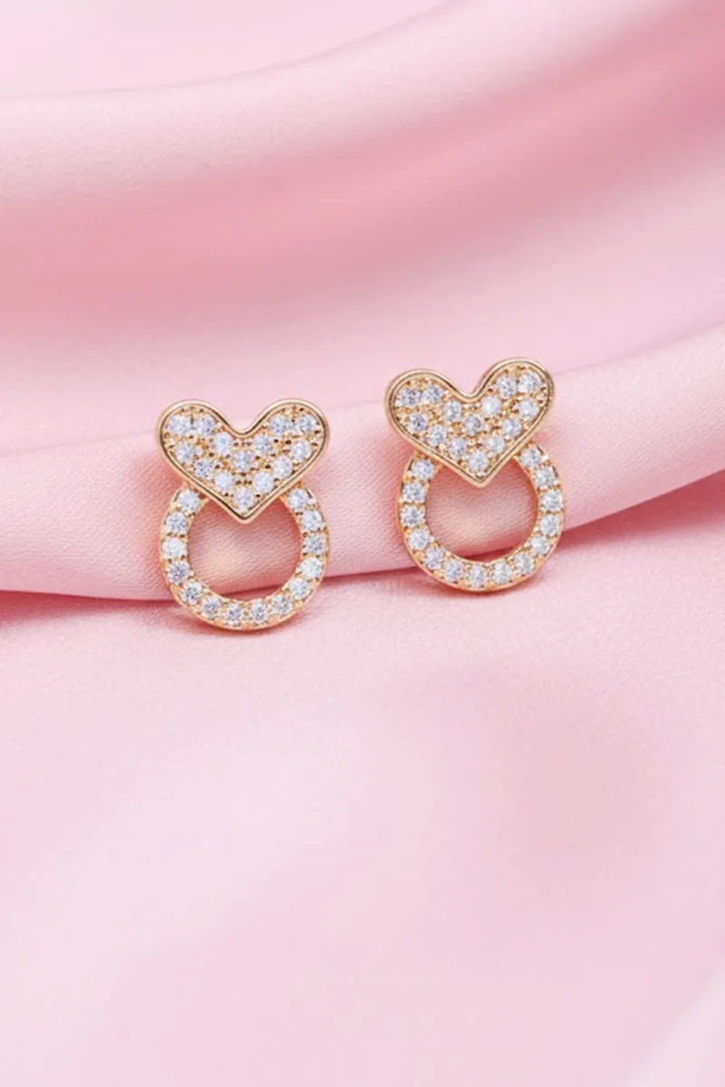 Heart & Circle Shape Stud Earrings for Women JWE0000080GOL