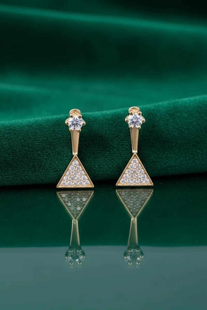 Gold Square Drop Earrings for Women & Girls