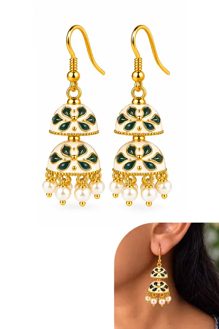 Meenakari Double Jhumki Earrings for Women