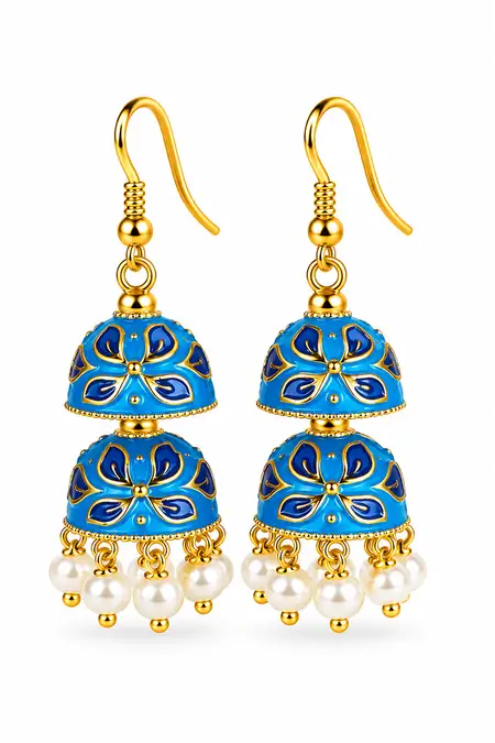 Meenakari Double Jhumki Earrings for Women