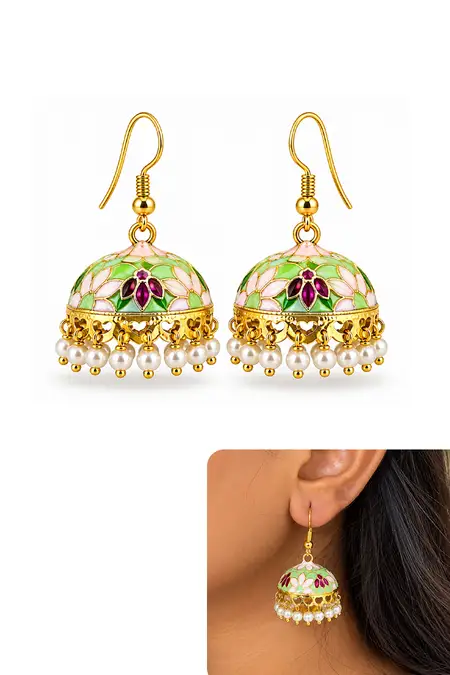 Meenakari Jhumki Earrings for Women