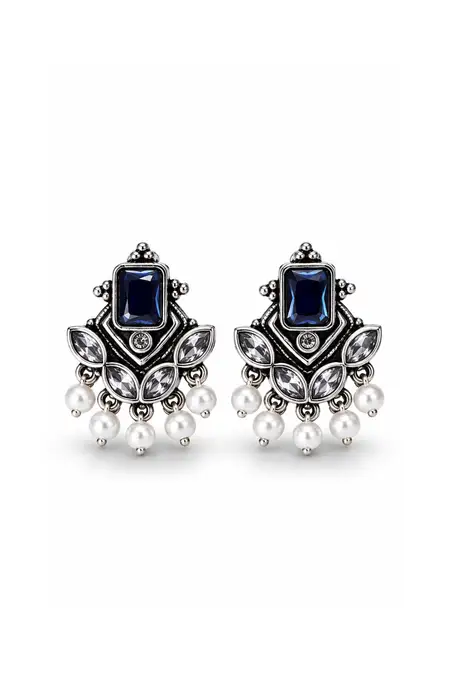 Oxidised Floral Stud Earrings for Women