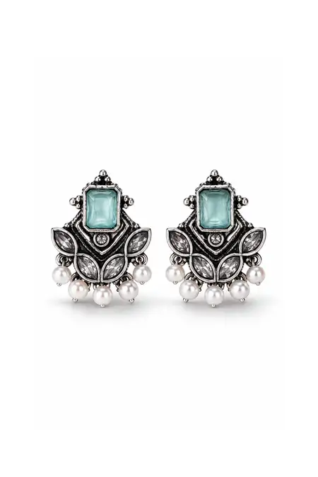 Oxidised Floral Stud Earrings for Women JWE0000195SKY