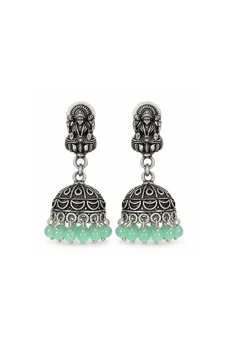 Oxidised Lakshmi Motif Jhumka Earrings for Women JWE0000205GRE