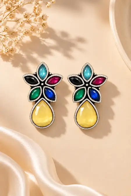 Oxidised Floral Stud Earrings for Women JWE0000208MUL
