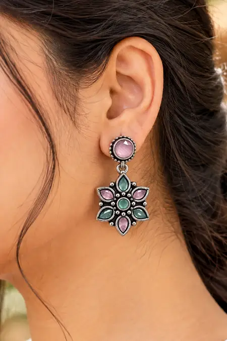 Oxidised Dangle Floral Earrings for Women JWE0000235MUL