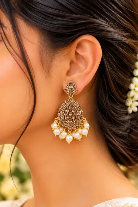 Chandbali Dangler Earrings for Women JWE0000262GOL