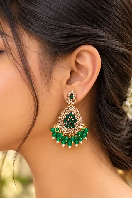 Chandbali Dangler Earrings for Women JWE0000262GRE