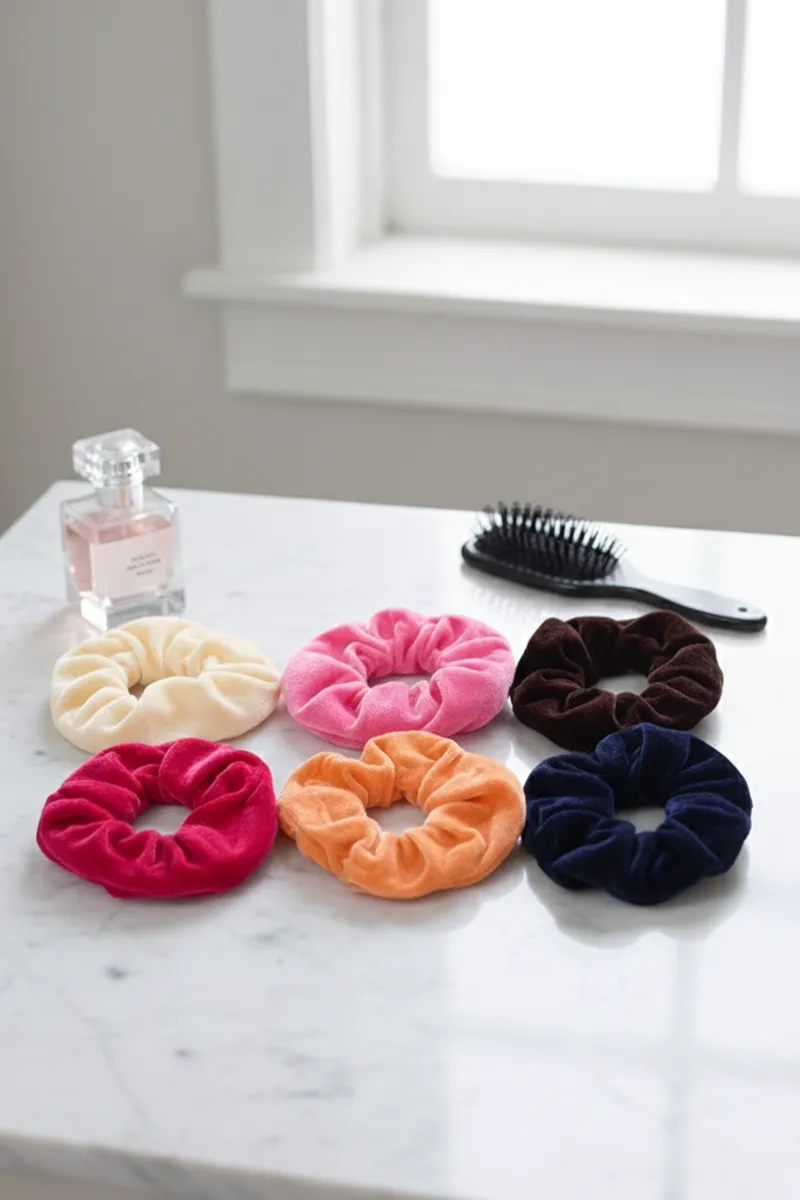 Velvet Wallet Scrunchies For Women & Girls - Pack of 6 JWH0000101MUL