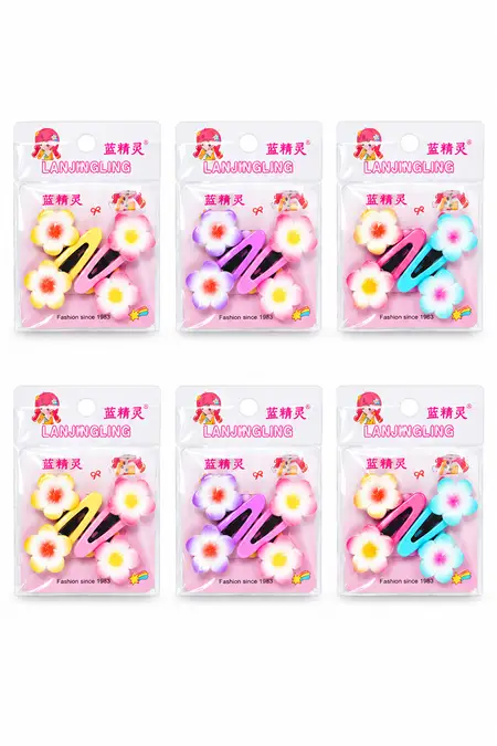 Flower Charm Tic Tac Clip for Girls - Pack of 6