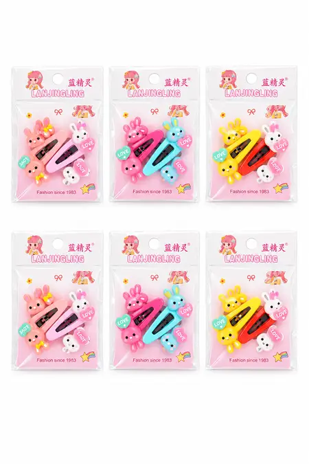 Bunny Charm Tic Tac Clip for Girls - Pack of 6