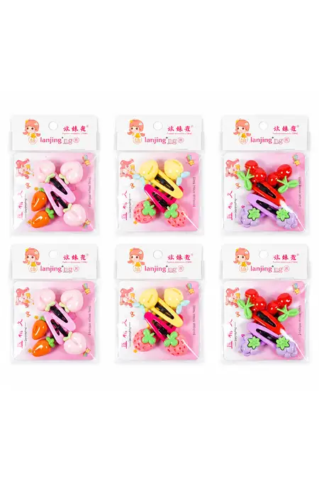 Fruit Charm Tic Tac Clips for Girls - Pack of 6