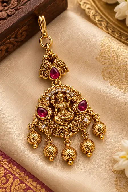 Antique Gold Lakshmi Motif Tikka for Women