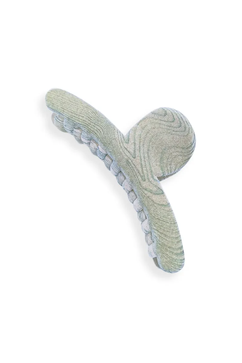 Large Hair Claw Clip for Women - Velvet Coated with Wood Grain Design