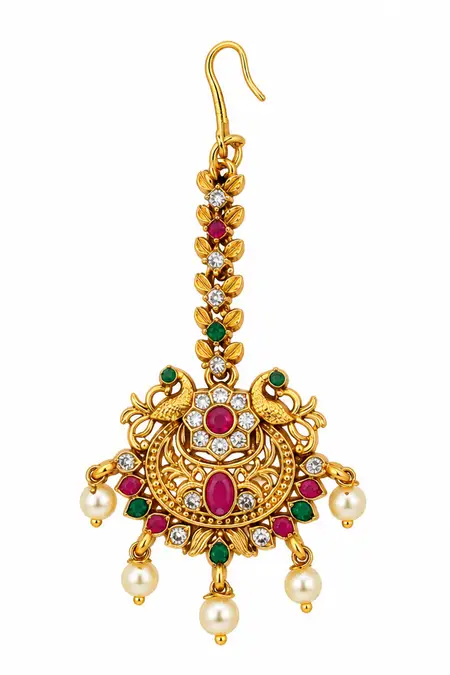 Gold Tone Floral Maang Tikka for Women