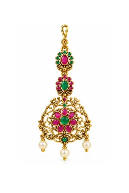 Gold Tone Floral Maang Tikka for Women