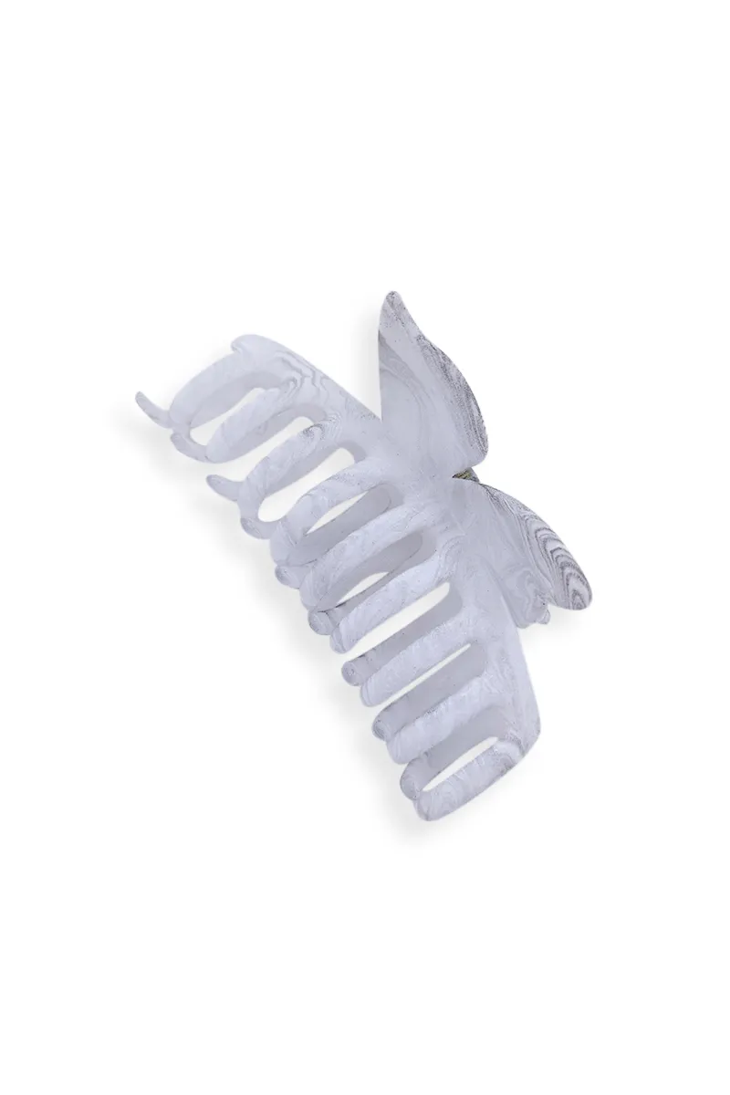 Medium Hair Claw Clip for Women – Velvet Coated Butterfly Design JWH000019WHI
