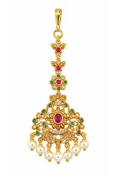 Gold Tone Floral Maang Tikka for Women