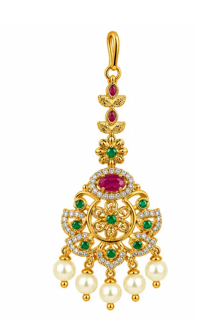 Gold Tone Floral Maang Tikka for Women