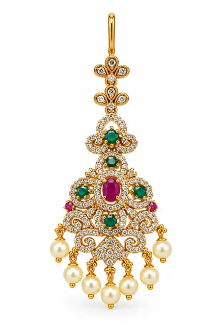 Gold Tone Floral Maang Tikka for Women
