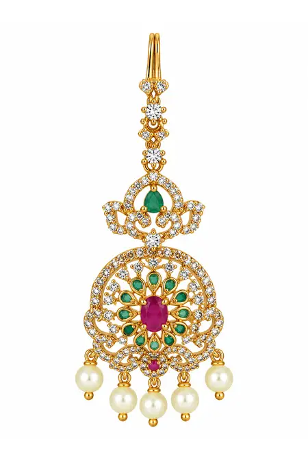 Gold Tone Floral Maang Tikka for Women