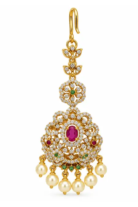 Gold Tone Floral Maang Tikka for Women