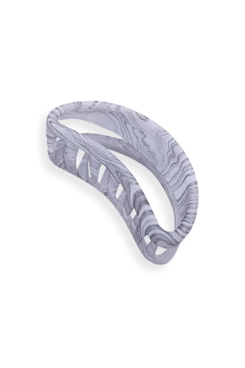 Curved Marble-Pattern Hair Claw Clip - Medium
