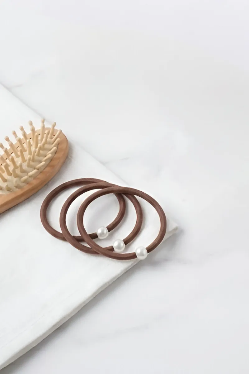 4 Pcs Pearls Elastic Hair Bands for Women JWH000052BRO