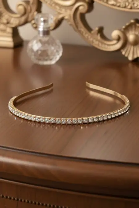 Diamond Studded Sleek Headbands for Girls - Gold JWH000075GOL