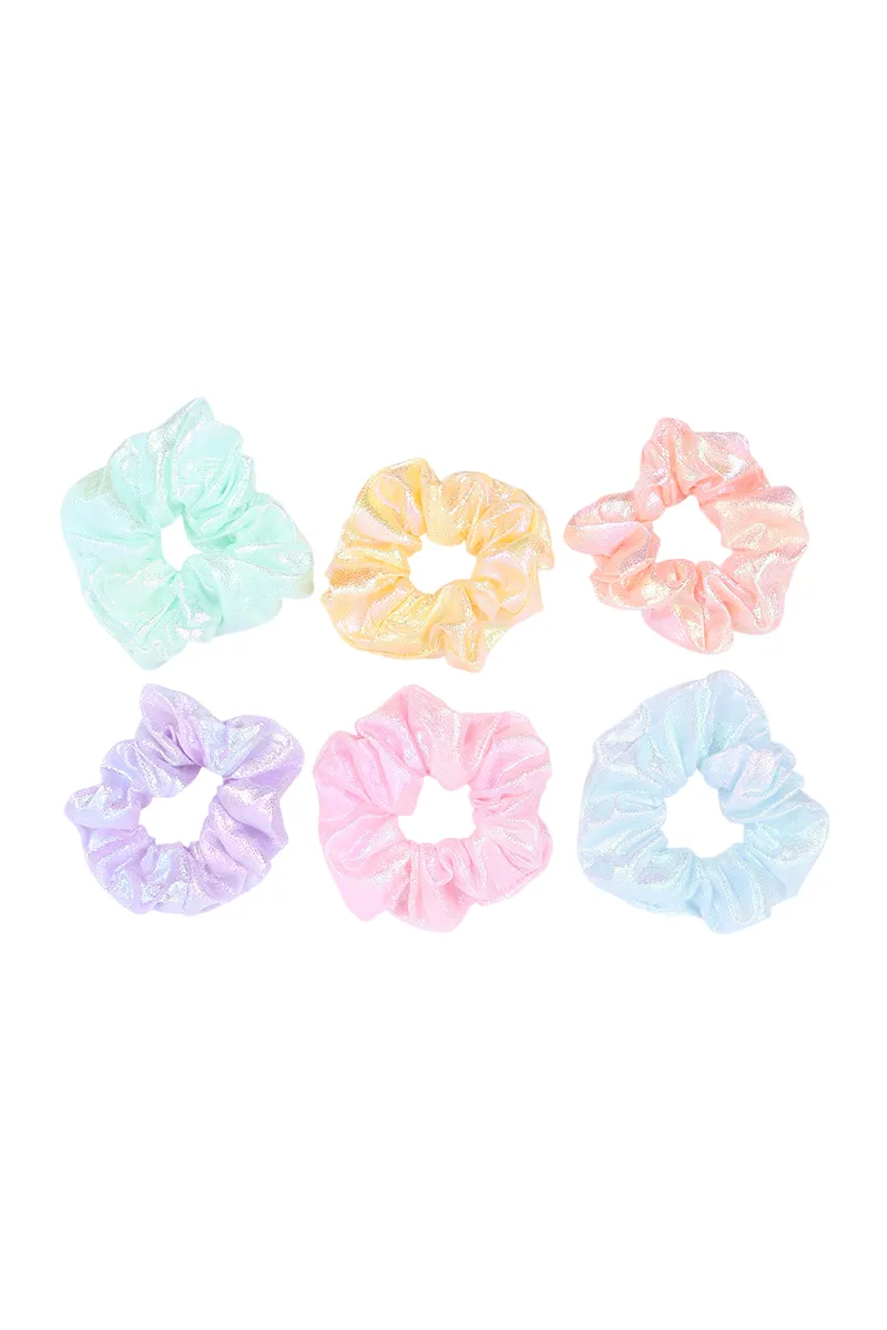 Shiny Shimmer Scrunchies for Women & Girls - Pack of 6