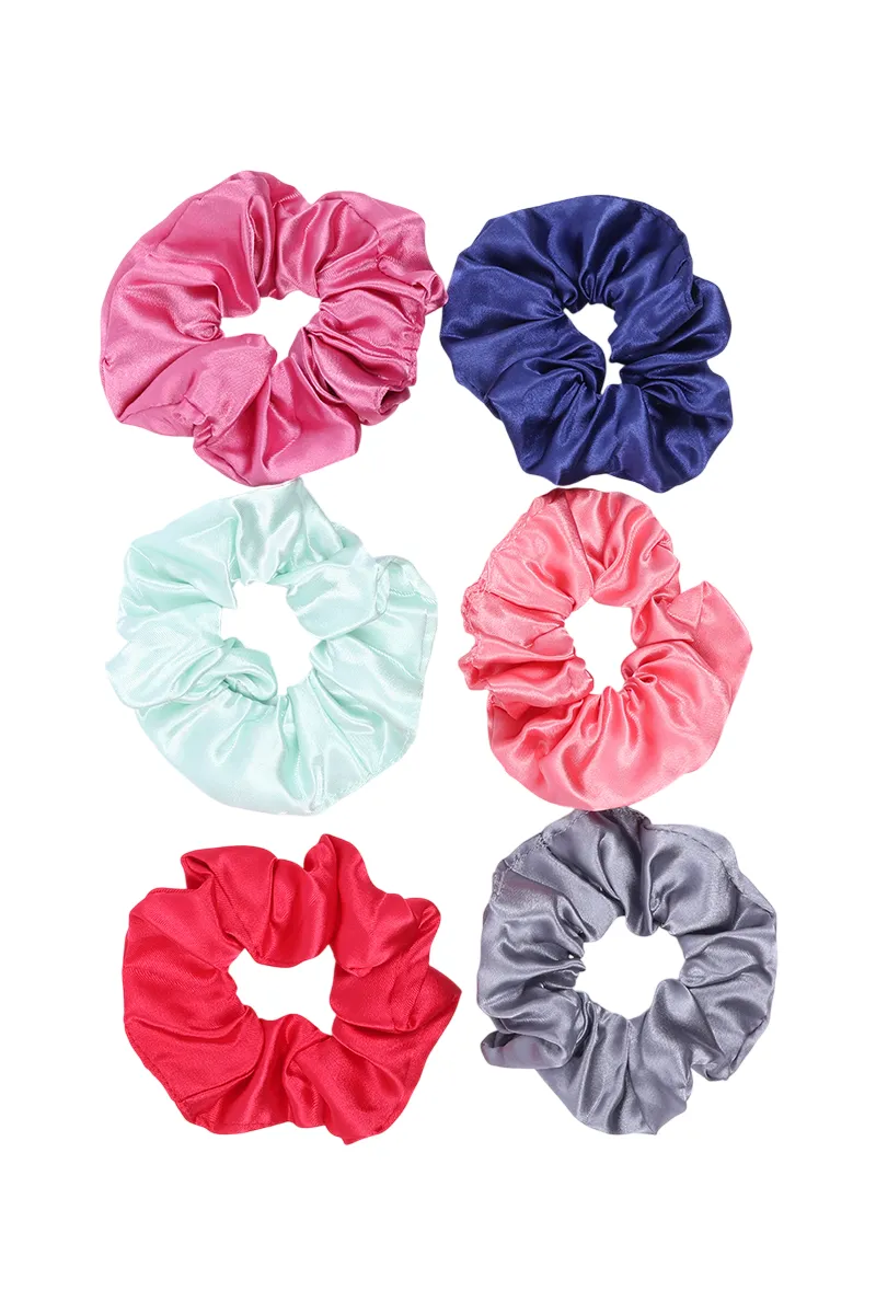 Satin Silk Scrunchies for Women & Girls - Pack of 6