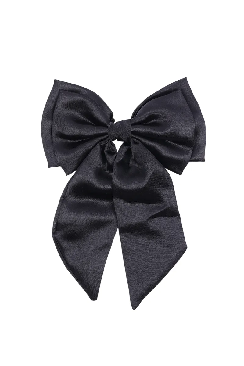 Satin Double Bow Belt Alligator Clips For Women & Girls JWH00095BLA