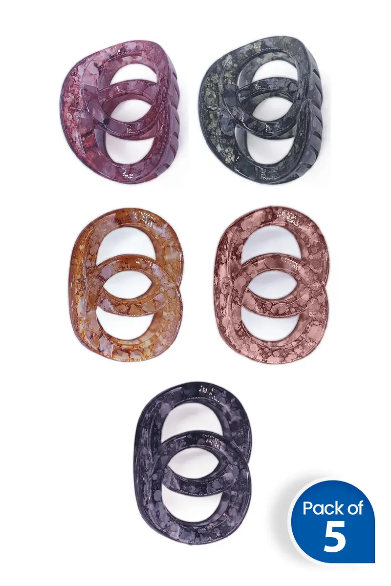 Pack of 5 Double Loop Hair Claw Clips for Women - Small