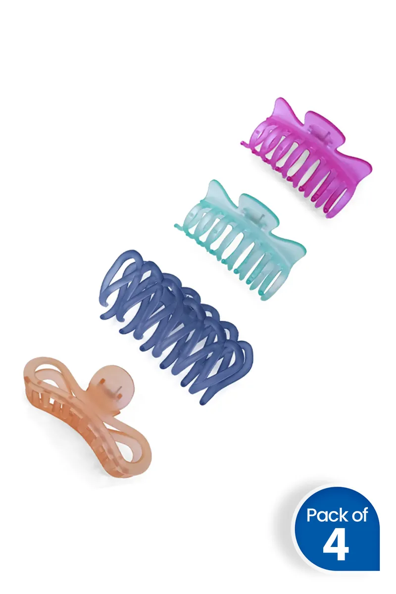 Pack of 4 Medium Hair Claw Clips for Women - Assorted Designs JWHCOMBO00029MUL