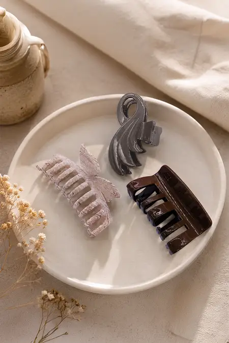 Pack of 3 Medium Hair Claw Clips for Women
