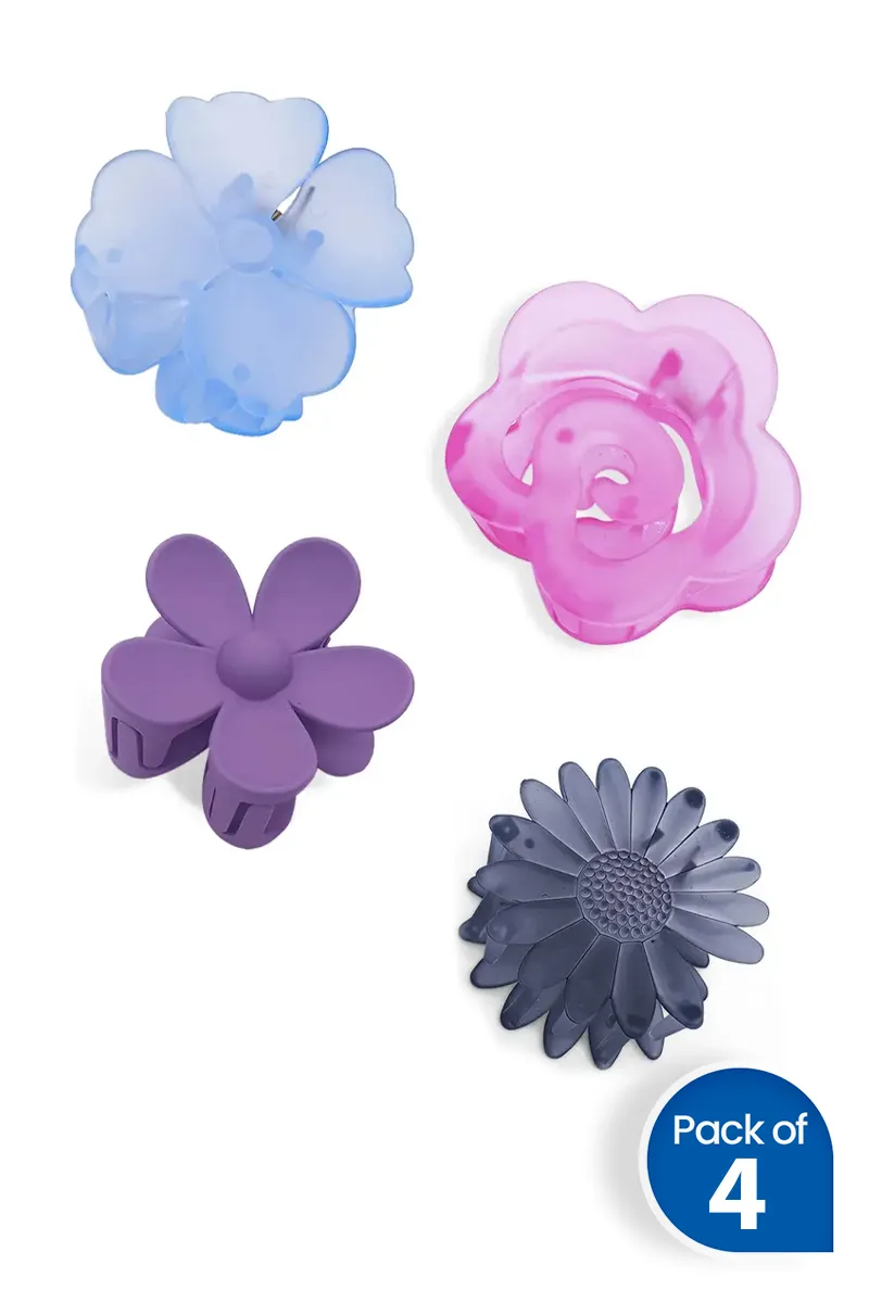 Pack of 4 Floral Hair Claw Clips for Women