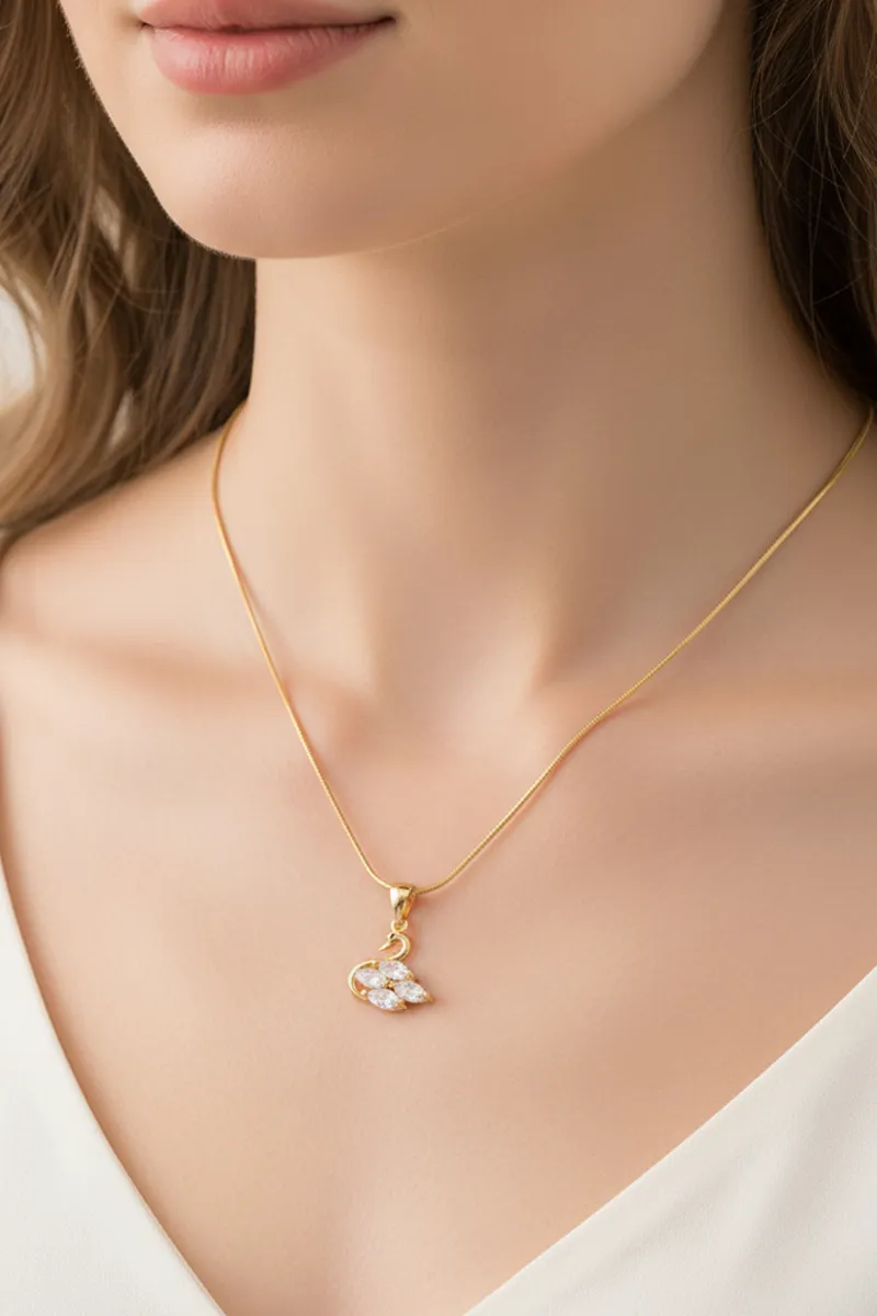Swan Pendant Chain with CZ Stones for Women & Girls JWNC00007GOL