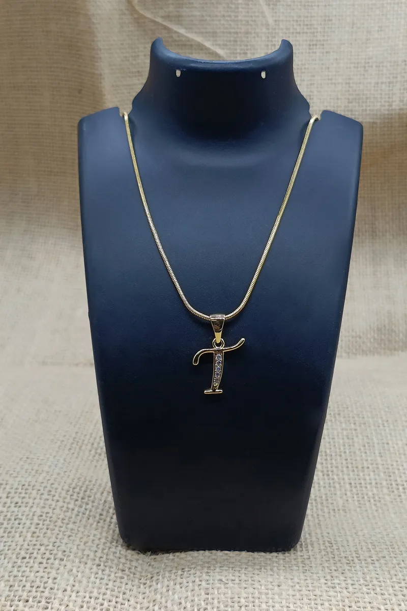 T Letter Pendent Chain for Women & Girls