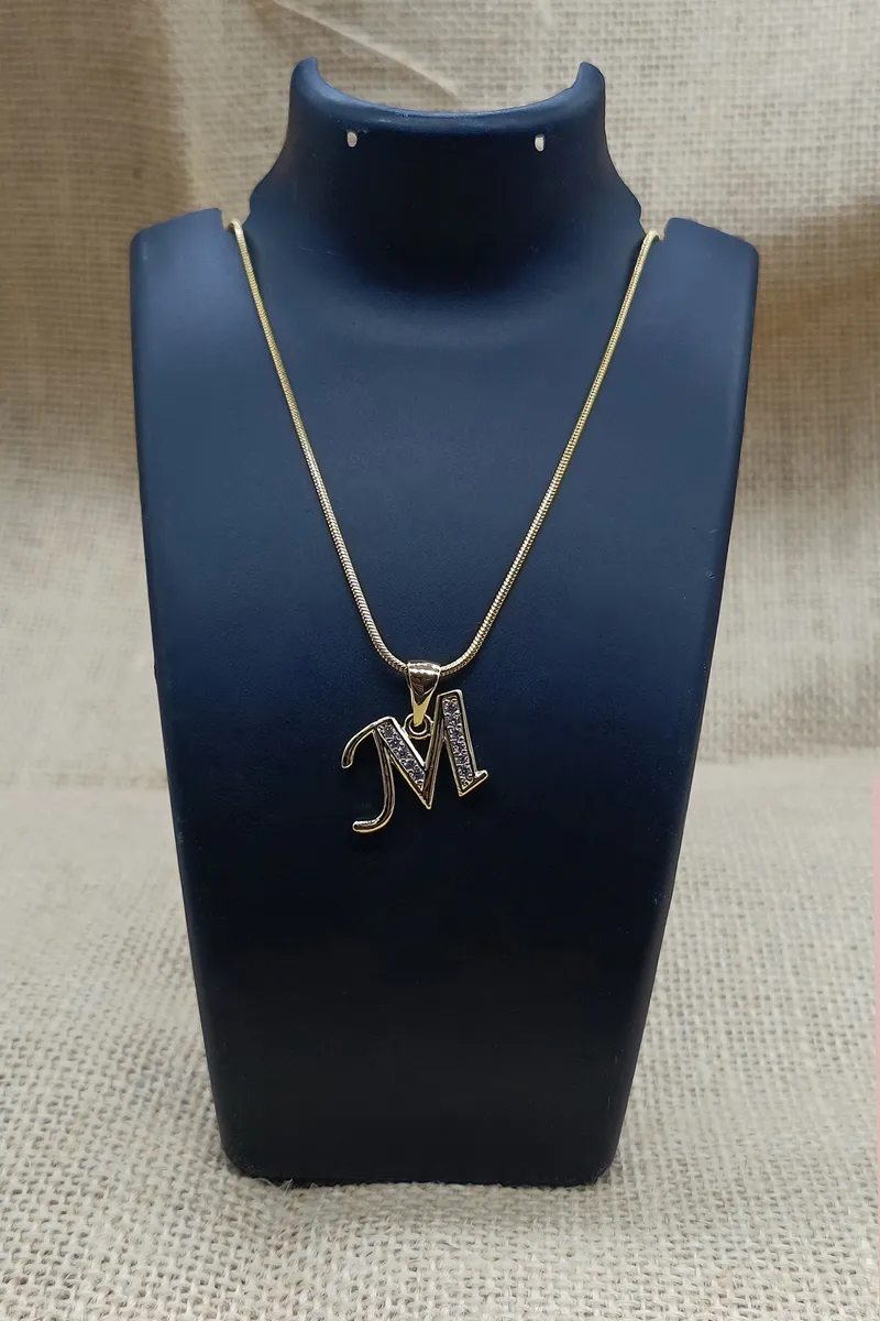 M Letter Pendent Chain for Women & Girls