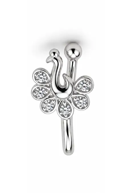 Peacock Clip-On Nose Pin for Women